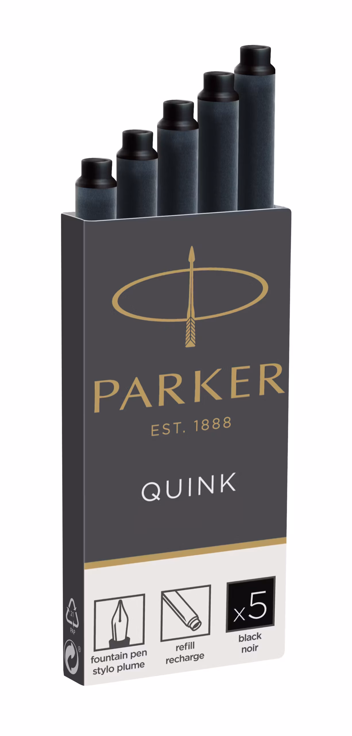 Parker Fountain Pen Ink Cartridges - Black (5 Pack) - Parker Ink Refills & Cartridges available at WiZmed for R125 Parker Fountain Pen Ink Cartridges - Black (5 Pack) - Parker Ink Refills & Cartridges available at WiZmed for R125