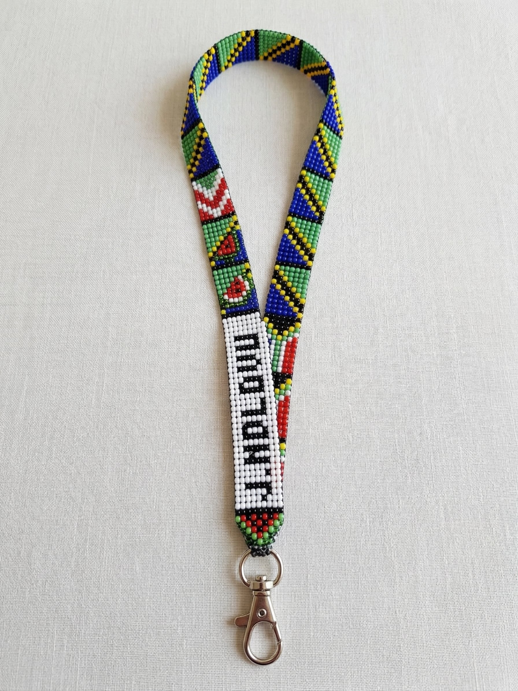 Traditional African beadwork ID lanyard Traditional African beadwork ID lanyard