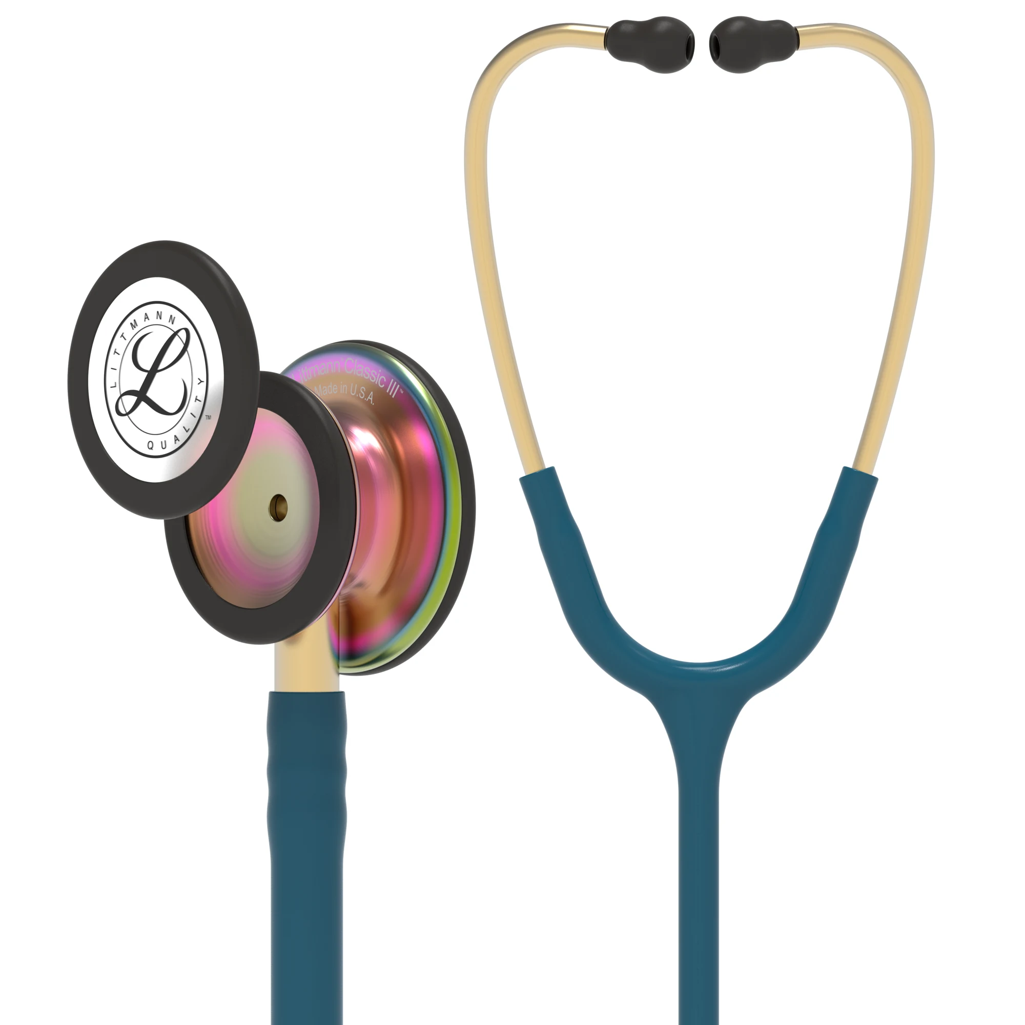 Littmann Classic III - Caribbean Blue - Rainbow Finish Stethoscope — front view