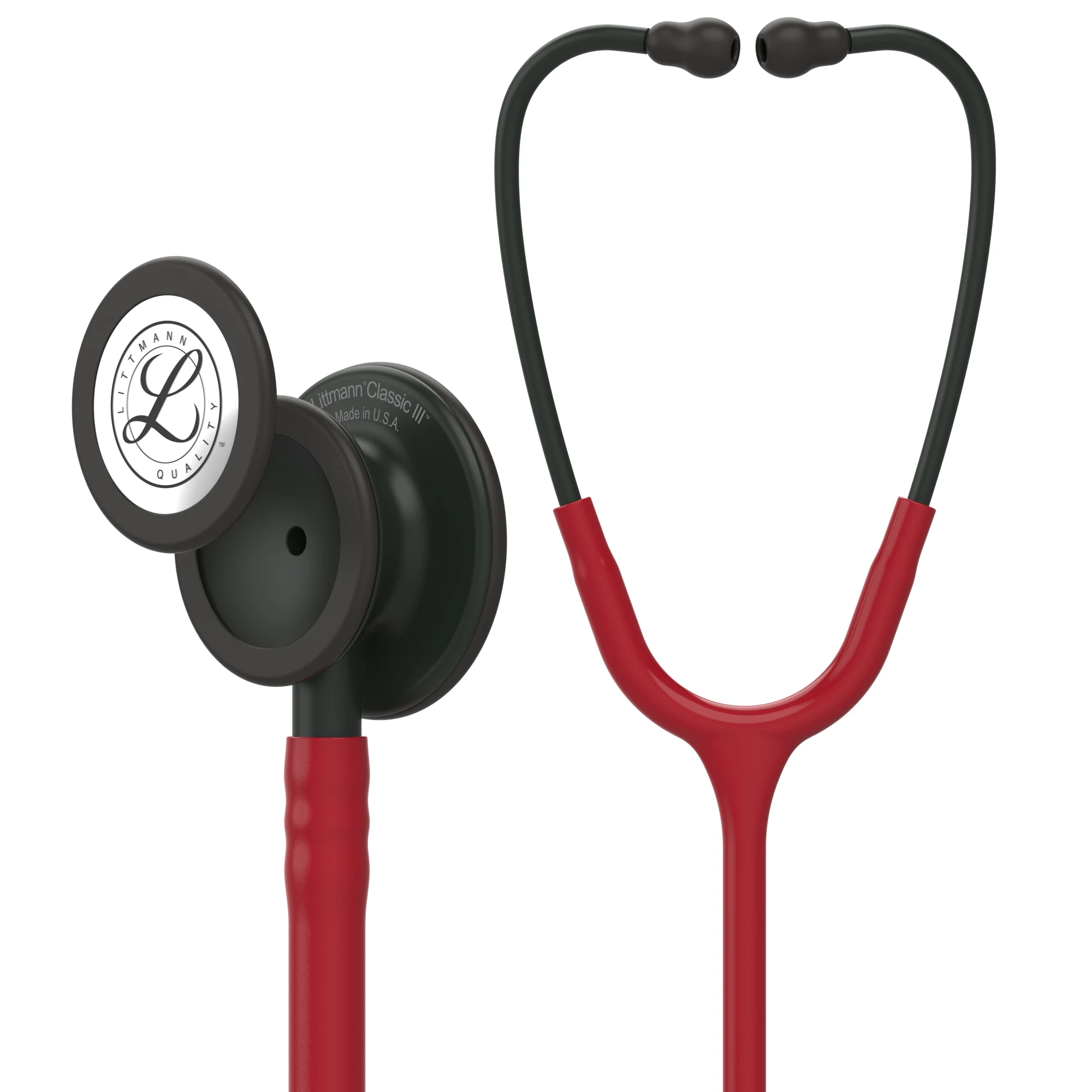Littmann Classic III - Burgundy - Black-Matte Finish Stethoscope — front view